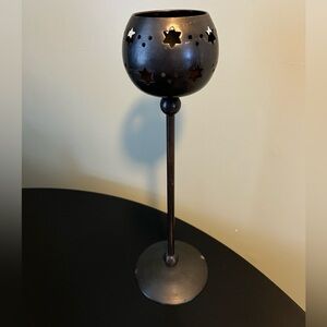 Vintage Brass Metal Celestial Star Cutout Tealight Candle Holder